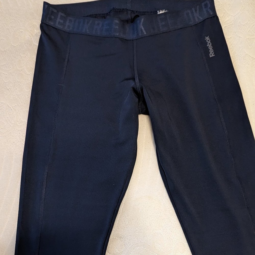 Reebok Playdry Workout Leggings Blue Size Medium